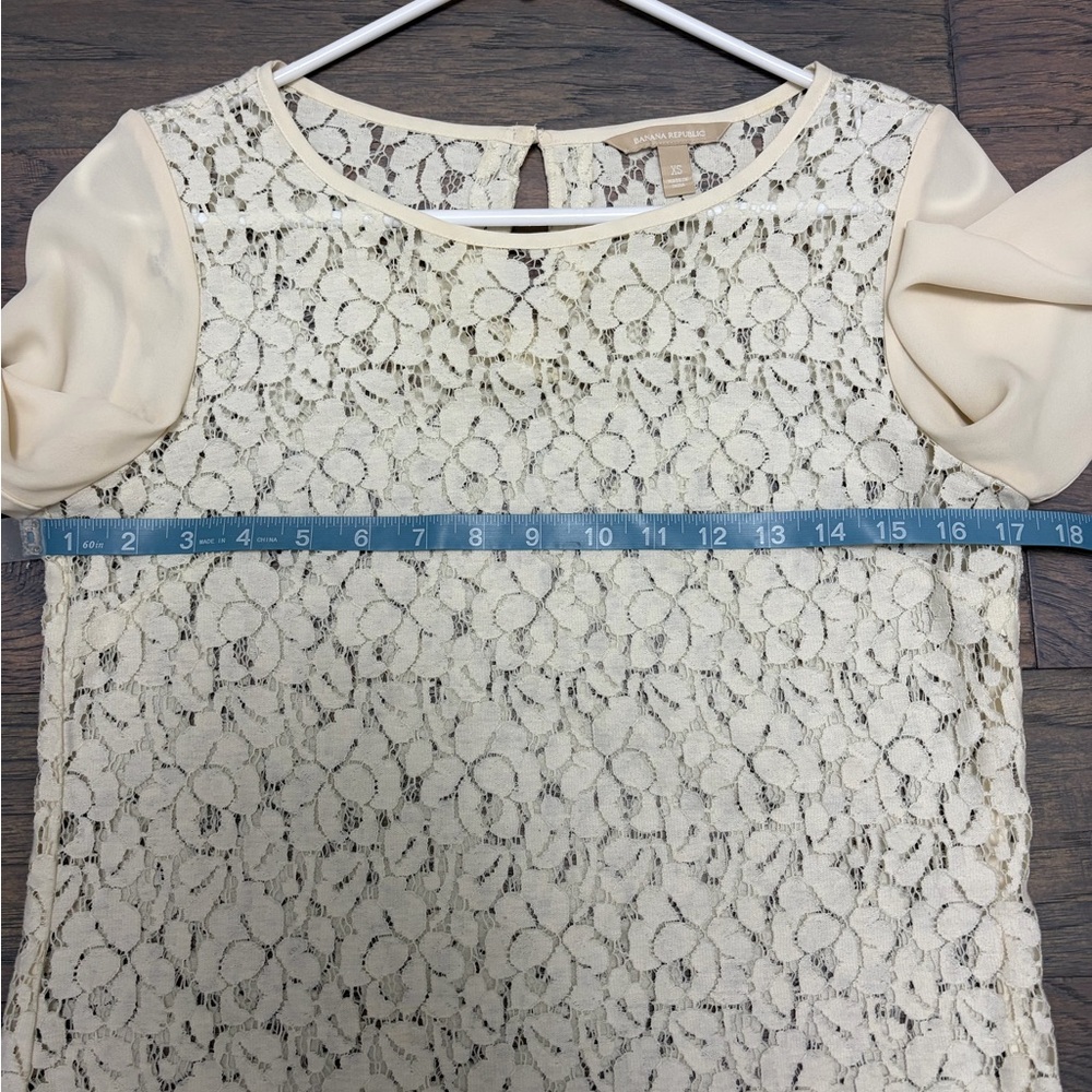 Banana Republic Lace Blouse XS Cream Floral Long Sleeve Elegant Top(A470)✨ - Picture 14 of 14
